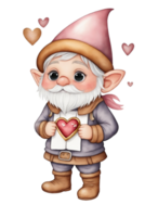 AI generated cute dwarf graphic with rose and heart love graphic png