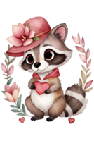 AI generated skunk with a red heart graphics for lovers png