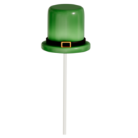 St. Patrick's day dessert Chocolate Mint leprechaun cake pop with shamrock on transparent background, 3D Rendering png