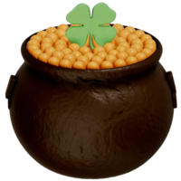 St. Patrick's Day dessert Chocolate Pots of Gold filled with Mousse on a transparent background, 3D Rendering png