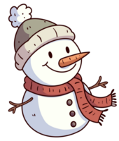 Snowman wear winter hat and scarf smile png