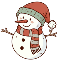 Snowman wear winter hat and scarf smile png