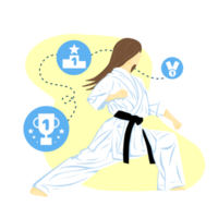 Illustration of a Taekwondo Girl png