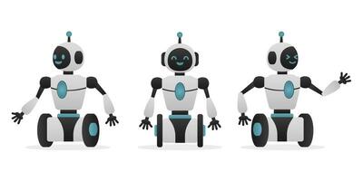 Robot, chat bot neural network, AI servers and robots technology. Set of cute robot ai character. vector