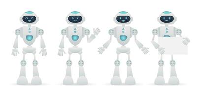 Robot, chat bot neural network, AI servers and robots technology. Set of cute robot ai character. vector