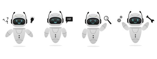 Chatbot neural network, AI servers and robots technology. Cute chatbot ai character. vector