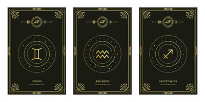 zodíaco astrología horóscopo colocar. celestial místico zodiacal horóscopo plantillas para logo, póster o tarjeta. vector