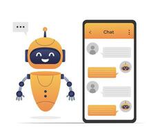 Chatbot neural network, AI servers and robots technology. Cute chatbot ai character. vector