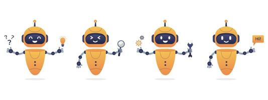 Chatbot neural network, AI servers and robots technology. Cute chatbot ai character. vector