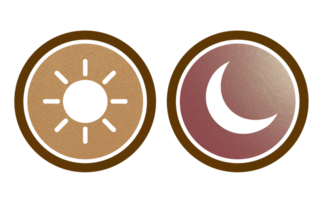 maan en zon icoon symbool met structuur png