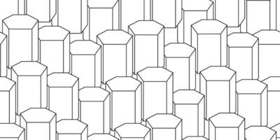 black white hexagonal prism seamless pattern vector