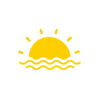 The sun sets on the sea on a summer evening. png