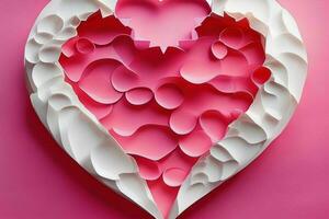 AI generated Cute love paper cut style romantic scenery. Valentines Day. Mother's Day anniversary. Pro Photo