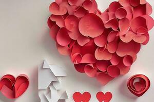 AI generated Cute love paper cut style romantic scenery. Valentines Day. Mother's Day anniversary. Pro Photo