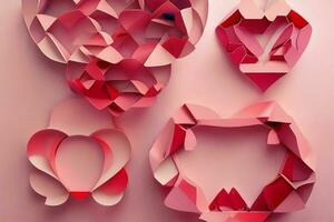 AI generated Cute love paper cut style romantic scenery. Valentines Day. Mother's Day anniversary. Pro Photo