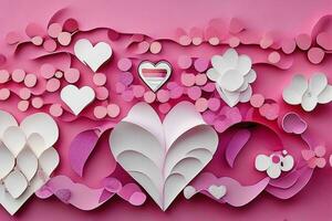 AI generated Cute love paper cut style romantic scenery. Valentines Day. Mother's Day anniversary. Pro Photo