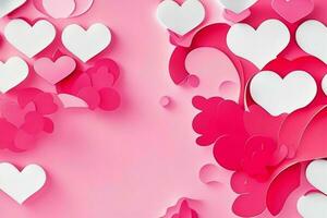 AI generated Cute love paper cut style romantic scenery. Valentines Day. Mother's Day anniversary. Pro Photo