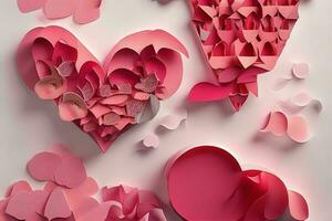 AI generated Cute love paper cut style romantic scenery. Valentines Day. Mother's Day anniversary. Pro Photo