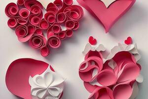 AI generated Cute love paper cut style romantic scenery. Valentines Day. Mother's Day anniversary. Pro Photo