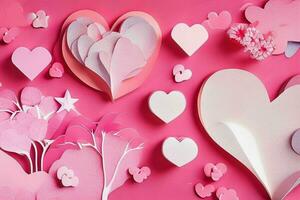 AI generated Cute love paper cut style romantic scenery. Valentines Day. Mother's Day anniversary. Pro Photo