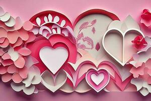 AI generated Cute love paper cut style romantic scenery. Valentines Day. Mother's Day anniversary. Pro Photo