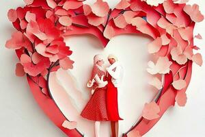 AI generated Cute love paper cut style romantic scenery. Valentines Day. Mother's Day anniversary. Pro Photo