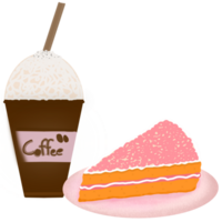 Coffee and cake as a morning meal png