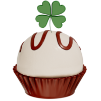 St. Patrick's day dessert Chocolate Mint Truffles with shamrock on transparent background, 3D Rendering png