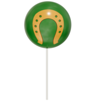 St. Patrick's day dessert Chocolate Mint cake pop with horseshoe on transparent background, 3D Rendering png