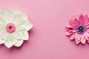 AI generated Colorful paper cut style flowers and leaves romantic scenery. Valentines Day. Mother's Day anniversary. Pro Photo