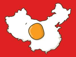 china map with sunny side up egg style vector illustration