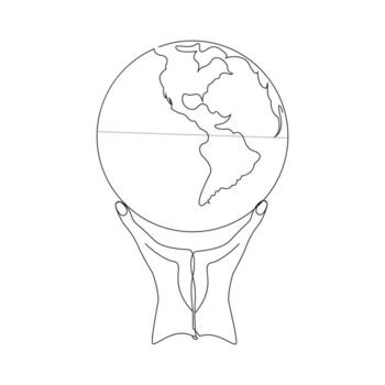 continuo soltero línea tierra globo mundo mapa contorno vector Arte dibujo y mundo tierra día sencillo diseño
