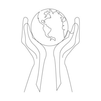 continuo soltero línea tierra globo mundo mapa contorno vector Arte dibujo y mundo tierra día sencillo diseño