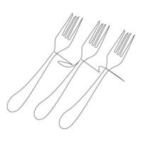 Knife and fork continuous single line outline vector art drawing and simple one line minimalist design