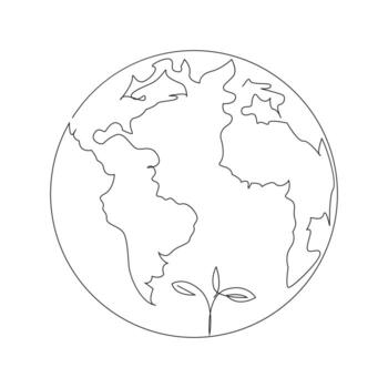 continuo soltero línea tierra globo mundo mapa contorno vector Arte dibujo y mundo tierra día sencillo diseño