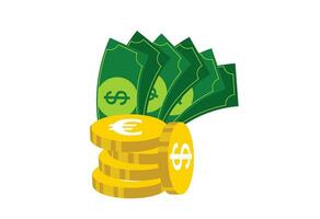 money and gold coins cartoon style icon vector