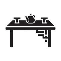 mesa icono negro con blanco antecedentes vector