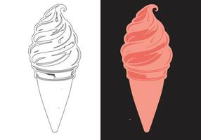 Ice cream vector set and line art