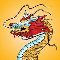 fantasy golden dragon chinese asia culture ancient animal draw paint design vector