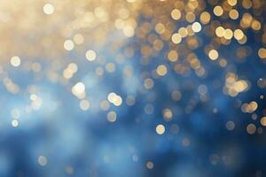 AI generated Golden and blue bokeh background photo