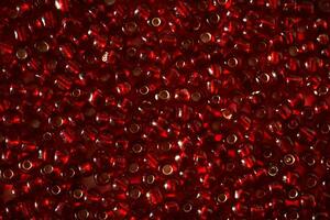 Abstract background from red beads close-up. photo