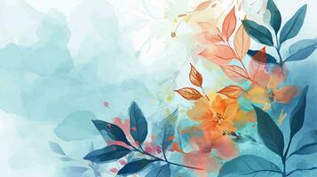 Watercolor floral background. Hand painted watercolor flowers. Hand drawn vector art.