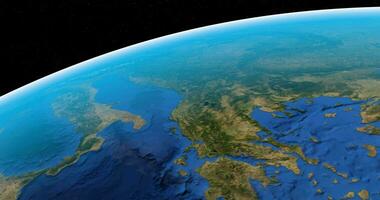 Italian peninsula in planet earth viewed from satellite in the space rotating video