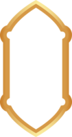 Golden Ramadan frame. Islamic window shapes with ornament. Muslim vintage border. Indian decoration for banner in oriental style. png