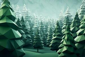 AI generated 3d geometric forest landscape photo