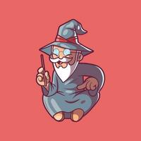 Mage tech floating vector illustration. Brand, mascot, tech design concept.