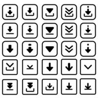 Download icon vector set. Upload button illustration collection. Load symbol or logo.