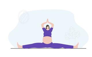 Pregnant woman doing yoga. Pregnancy health Vector illustration