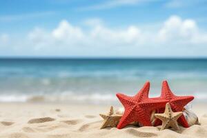 AI generated Christmas baubles arranged on the sand with gifts photo