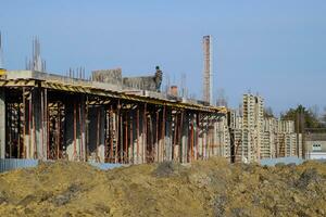 Construction of a residential building, reinforced concrete structures photo